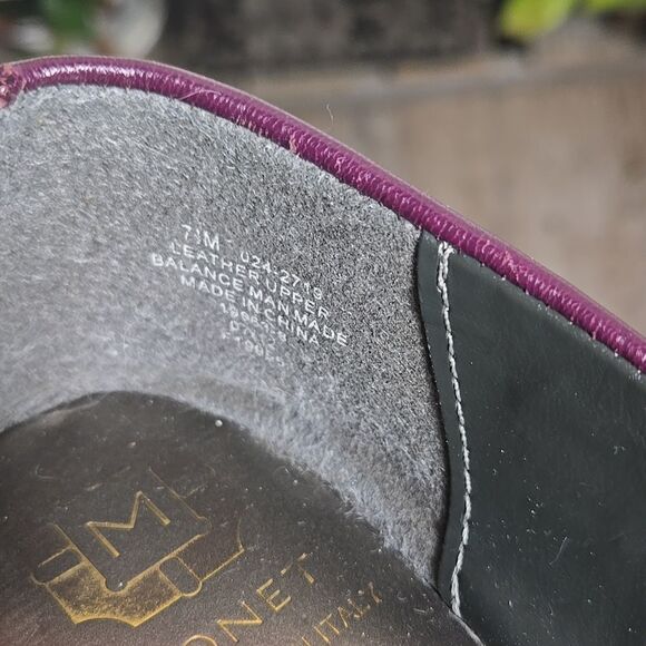 Monet Burgundy Purple Leather M Buckle Flats - Picture 5 of 8